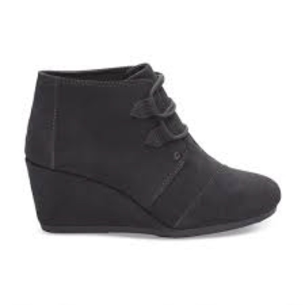 Toms Kala Black suede Wedge Ankle Boots